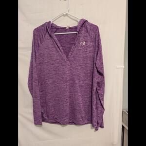 Womens/Large/Under Armour loose fit purple v-neck long sleeve hooded t-shirt